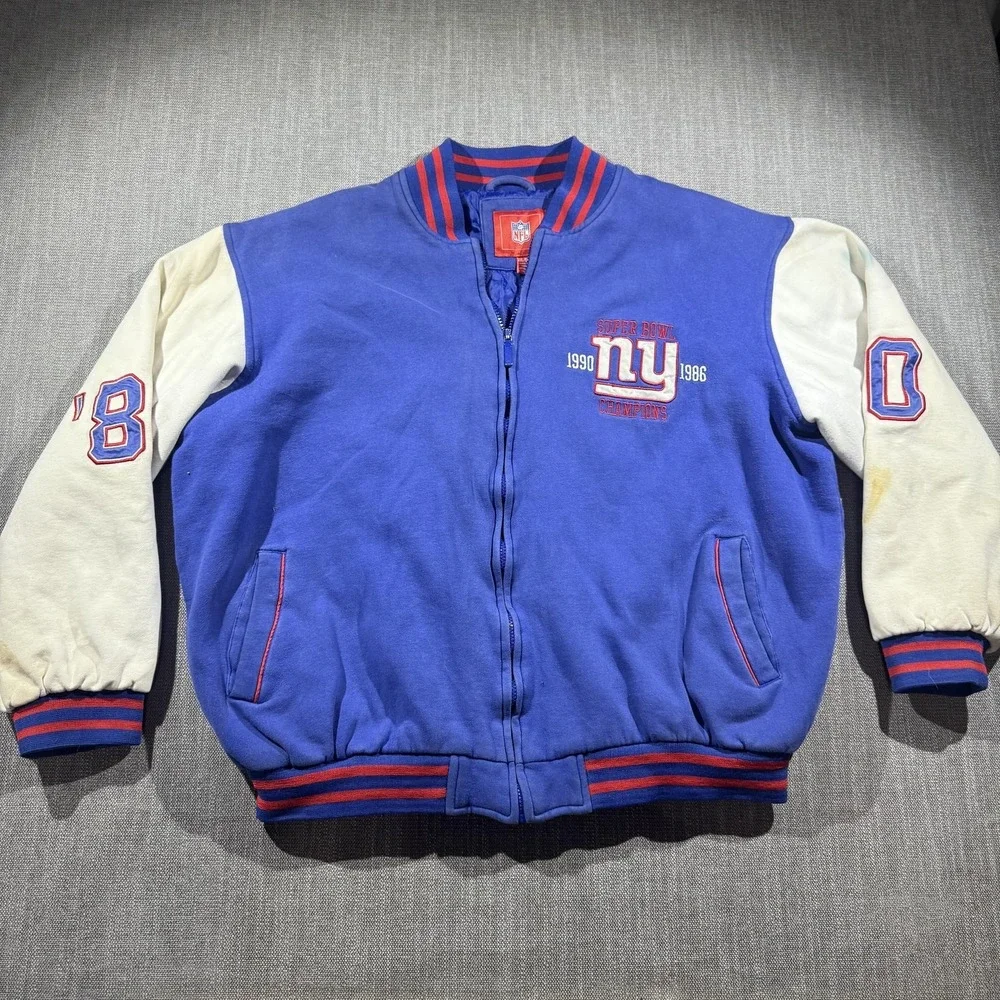 Vintage New York Giants Jacket Mens‎ 2XL Blue NFL Super Bowl Champions 90s